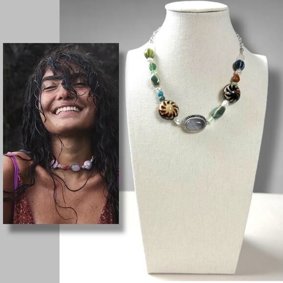 Free People Bohemian Chunky Agnes Choker Silver Neutral Beach Boho NWT Layering - Picture 1 of 13